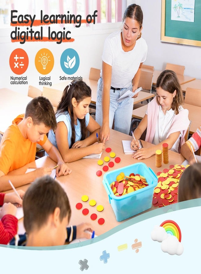 stochastic box Counters for Kids Math 800 pcs Plastic Two-Color Red and Yellow Counter,Double Sided Counters Educational Toys to Help Kids Learn - Image 4